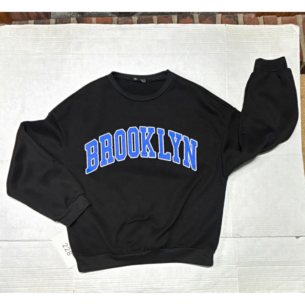 SHEIN Brooklyn Black Sweatshirt Women's Size L  Sleeve Crewneck 100% Polyester